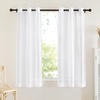 image:imageNICETOWN Sheer Window Curtain Panels  Ivory Eyelet Top Solid Voile for KitchenHotel 2 Pieces 54 Wide x 84inch LengthWhite