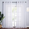 image:imageNICETOWN Sheer Window Curtain Panels  Ivory Eyelet Top Solid Voile for KitchenHotel 2 Pieces 54 Wide x 84inch LengthWhite