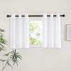 image:imageNICETOWN Sheer Window Curtain Panels  Ivory Eyelet Top Solid Voile for KitchenHotel 2 Pieces 54 Wide x 84inch LengthWhite