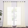 image:imageNICETOWN Sheer Window Curtain Panels  Ivory Eyelet Top Solid Voile for KitchenHotel 2 Pieces 54 Wide x 84inch LengthYellow Beige