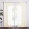 image:imageNICETOWN Sheer Window Curtain Panels  Ivory Eyelet Top Solid Voile for KitchenHotel 2 Pieces 54 Wide x 84inch LengthYellow Beige