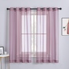 image:imageNICETOWN Sheer Window Curtain Panels  Ivory Eyelet Top Solid Voile for KitchenHotel 2 Pieces 54 Wide x 84inch LengthPurple