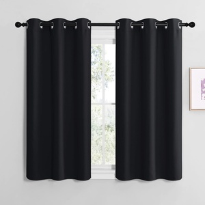 image:imageNICETOWN Blackout Draperies Window Curtain Panels AutumnWinter Thermal Insulated Solid Grommet Blackout CurtainsDrapes for Cafe Set of 2 42 inches by 50 inches Black