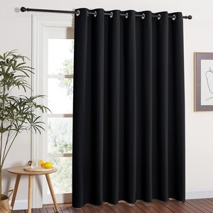 image:imageNICETOWN Blackout Sliding Glass Door Curtain for Living Room Extra Wide Grommet Thermal Insulated Light Blocking Curtain Drape for PatioFrench Door W100 x L84 1 Panel Black