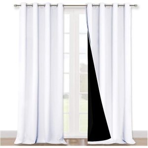 image:imageNICETOWN Full Shading Curtains 90 inches Long 2 Panels Set for Windows Super HeavyDuty Black Lined Blackout Curtains for Bedroom Privacy Assured Window Treatment White Pack of 2 52 inches W