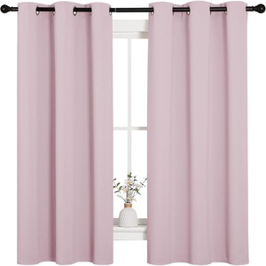 image:imageNICETOWN Nursery Essential Thermal Insulated Solid Grommet Top Blackout CurtainsDrapes 1 Pair 42 x 63 inches in Baby Pink