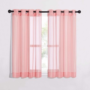 image:imageNICETOWN Sheer Window Curtain Panels  Ivory Eyelet Top Solid Voile for KitchenHotel 2 Pieces 54 Wide x 84inch LengthCoral