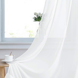 image:imageNICETOWN Sheer Window Curtain Panels  Ivory Eyelet Top Solid Voile for KitchenHotel 2 Pieces 54 Wide x 84inch LengthPure White