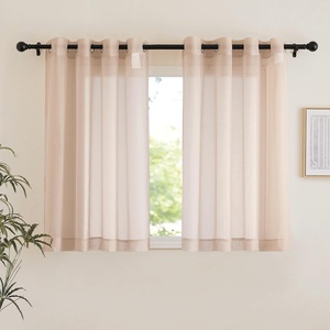 image:imageNICETOWN Sheer Window Curtain Panels  Ivory Eyelet Top Solid Voile for KitchenHotel 2 Pieces 54 Wide x 84inch LengthTaupe