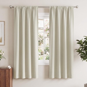 image:imageNICETOWN Window Treatment Thermal Insulated Rod Pocket Room Darkening CurtainsDrapes for Bedroom Bone White 2 Panels W42 x L63 inches