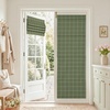 image:imageNICETOWN 100 Blackout Rustic Buffalo Plaid French Door Curtains No Drill Cordless Roman Shade with Tieback for Doors W24 x L64 Privacy amp Thermal Shade for Living Room Patio Glass 1 PC TaupeGrid Pattern  Olive Green  White