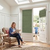 image:imageNICETOWN 100 Blackout Rustic Buffalo Plaid French Door Curtains No Drill Cordless Roman Shade with Tieback for Doors W24 x L64 Privacy amp Thermal Shade for Living Room Patio Glass 1 PC TaupeGrid Pattern  Olive Green  White