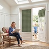 image:imageNICETOWN 100 Blackout Rustic Buffalo Plaid French Door Curtains No Drill Cordless Roman Shade with Tieback for Doors W24 x L64 Privacy amp Thermal Shade for Living Room Patio Glass 1 PC TaupePlaid  Olive Green  White