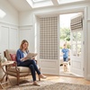 image:imageNICETOWN 100 Blackout Rustic Buffalo Plaid French Door Curtains No Drill Cordless Roman Shade with Tieback for Doors W24 x L64 Privacy amp Thermal Shade for Living Room Patio Glass 1 PC TaupePlaid  Taupe  White