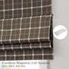 image:imageNICETOWN 100 Blackout Rustic Buffalo Plaid French Door Curtains No Drill Cordless Roman Shade with Tieback for Doors W24 x L64 Privacy amp Thermal Shade for Living Room Patio Glass 1 PC TaupePlaid  Brown  White