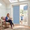 image:imageNICETOWN 100 Blackout Rustic Buffalo Plaid French Door Curtains No Drill Cordless Roman Shade with Tieback for Doors W24 x L64 Privacy amp Thermal Shade for Living Room Patio Glass 1 PC TaupeGrid Pattern  Sea Blue  White