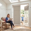 image:imageNICETOWN 100 Blackout Rustic Buffalo Plaid French Door Curtains No Drill Cordless Roman Shade with Tieback for Doors W24 x L64 Privacy amp Thermal Shade for Living Room Patio Glass 1 PC TaupePlaid  Taupe  White