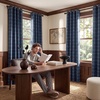 image:imageNICETOWN 100 Plaid Blackout Cabin Buffalo Gingham Curtains Living Room Checkered Patterned Thermal Insulated Taupe Grommet Room Darkening Curtains amp Rustic Drapes for Farmhouse 52W x 84L 2 PanelsGrid Pattern  Dark Blue  White
