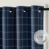 image:imageNICETOWN 100 Plaid Blackout Cabin Buffalo Gingham Curtains Living Room Checkered Patterned Thermal Insulated Taupe Grommet Room Darkening Curtains amp Rustic Drapes for Farmhouse 52W x 84L 2 PanelsGrid Pattern  Dark Blue  White