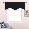 image:imageNICETOWN Blackout Kitchen Valances for Windows Black Floral Scalloped Decor for Living Room Bathroom Gold Foil Flower Shadow Printed Drapes 18 Inch Length with Rod Pocket W42L18 1 PanelBlack
