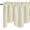 image:imageNICETOWN Blackout Kitchen Valances for Windows Black Floral Scalloped Decor for Living Room Bathroom Gold Foil Flower Shadow Printed Drapes 18 Inch Length with Rod Pocket W42L18 1 PanelLight Beige