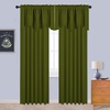 image:imageNICETOWN Blackout Kitchen Valances for Windows Black Floral Scalloped Decor for Living Room Bathroom Gold Foil Flower Shadow Printed Drapes 18 Inch Length with Rod Pocket W42L18 1 PanelOlive Green