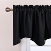 image:imageNICETOWN Blackout Kitchen Valances for Windows Black Floral Scalloped Decor for Living Room Bathroom Gold Foil Flower Shadow Printed Drapes 18 Inch Length with Rod Pocket W42L18 1 PanelBlack