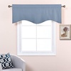 image:imageNICETOWN Blackout Kitchen Valances for Windows Black Floral Scalloped Decor for Living Room Bathroom Gold Foil Flower Shadow Printed Drapes 18 Inch Length with Rod Pocket W42L18 1 PanelStone Blue