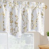 image:imageNICETOWN Blackout Kitchen Valances for Windows Black Floral Scalloped Decor for Living Room Bathroom Gold Foil Flower Shadow Printed Drapes 18 Inch Length with Rod Pocket W42L18 1 PanelFloral Print White