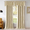 image:imageNICETOWN Blackout Kitchen Valances for Windows Black Floral Scalloped Decor for Living Room Bathroom Gold Foil Flower Shadow Printed Drapes 18 Inch Length with Rod Pocket W42L18 1 PanelFloral Print Light Beige
