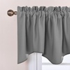 image:imageNICETOWN Blackout Kitchen Valances for Windows Black Floral Scalloped Decor for Living Room Bathroom Gold Foil Flower Shadow Printed Drapes 18 Inch Length with Rod Pocket W42L18 1 PanelSilver Grey
