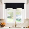 image:imageNICETOWN Blackout Kitchen Valances for Windows Black Floral Scalloped Decor for Living Room Bathroom Gold Foil Flower Shadow Printed Drapes 18 Inch Length with Rod Pocket W42L18 1 PanelBlack