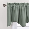 image:imageNICETOWN Blackout Kitchen Valances for Windows Black Floral Scalloped Decor for Living Room Bathroom Gold Foil Flower Shadow Printed Drapes 18 Inch Length with Rod Pocket W42L18 1 PanelSage Green