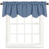 image:imageNICETOWN Blackout Kitchen Valances for Windows Black Floral Scalloped Decor for Living Room Bathroom Gold Foil Flower Shadow Printed Drapes 18 Inch Length with Rod Pocket W42L18 1 PanelStone Blue