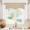 image:imageNICETOWN Blackout Kitchen Valances for Windows Black Floral Scalloped Decor for Living Room Bathroom Gold Foil Flower Shadow Printed Drapes 18 Inch Length with Rod Pocket W42L18 1 PanelBiscotti Beige