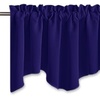 image:imageNICETOWN Blackout Kitchen Valances for Windows Black Floral Scalloped Decor for Living Room Bathroom Gold Foil Flower Shadow Printed Drapes 18 Inch Length with Rod Pocket W42L18 1 PanelNavy Blue
