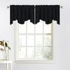 image:imageNICETOWN Blackout Kitchen Valances for Windows Black Floral Scalloped Decor for Living Room Bathroom Gold Foil Flower Shadow Printed Drapes 18 Inch Length with Rod Pocket W42L18 1 PanelBlack