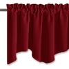 image:imageNICETOWN Blackout Kitchen Valances for Windows Black Floral Scalloped Decor for Living Room Bathroom Gold Foil Flower Shadow Printed Drapes 18 Inch Length with Rod Pocket W42L18 1 PanelBurgundy Red