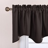 image:imageNICETOWN Blackout Kitchen Valances for Windows Black Floral Scalloped Decor for Living Room Bathroom Gold Foil Flower Shadow Printed Drapes 18 Inch Length with Rod Pocket W42L18 1 PanelToffee Brown