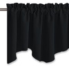 image:imageNICETOWN Blackout Kitchen Valances for Windows Black Floral Scalloped Decor for Living Room Bathroom Gold Foil Flower Shadow Printed Drapes 18 Inch Length with Rod Pocket W42L18 1 PanelBlack