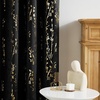 image:imageNICETOWN Blackout Kitchen Valances for Windows Black Floral Scalloped Decor for Living Room Bathroom Gold Foil Flower Shadow Printed Drapes 18 Inch Length with Rod Pocket W42L18 1 PanelFloral Print Black