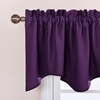 image:imageNICETOWN Blackout Kitchen Valances for Windows Black Floral Scalloped Decor for Living Room Bathroom Gold Foil Flower Shadow Printed Drapes 18 Inch Length with Rod Pocket W42L18 1 PanelRoyal Purple