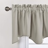 image:imageNICETOWN Blackout Kitchen Valances for Windows Black Floral Scalloped Decor for Living Room Bathroom Gold Foil Flower Shadow Printed Drapes 18 Inch Length with Rod Pocket W42L18 1 PanelNatural