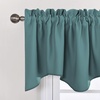 image:imageNICETOWN Blackout Kitchen Valances for Windows Black Floral Scalloped Decor for Living Room Bathroom Gold Foil Flower Shadow Printed Drapes 18 Inch Length with Rod Pocket W42L18 1 PanelGreyish Blue