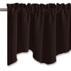 image:imageNICETOWN Blackout Kitchen Valances for Windows Black Floral Scalloped Decor for Living Room Bathroom Gold Foil Flower Shadow Printed Drapes 18 Inch Length with Rod Pocket W42L18 1 PanelToffee Brown