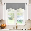 image:imageNICETOWN Blackout Kitchen Valances for Windows Black Floral Scalloped Decor for Living Room Bathroom Gold Foil Flower Shadow Printed Drapes 18 Inch Length with Rod Pocket W42L18 1 PanelSilver Grey