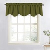 image:imageNICETOWN Blackout Kitchen Valances for Windows Black Floral Scalloped Decor for Living Room Bathroom Gold Foil Flower Shadow Printed Drapes 18 Inch Length with Rod Pocket W42L18 1 PanelOlive Green
