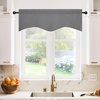 image:imageNICETOWN Blackout Kitchen Valances for Windows Black Floral Scalloped Decor for Living Room Bathroom Gold Foil Flower Shadow Printed Drapes 18 Inch Length with Rod Pocket W42L18 1 PanelGrey