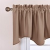 image:imageNICETOWN Blackout Kitchen Valances for Windows Black Floral Scalloped Decor for Living Room Bathroom Gold Foil Flower Shadow Printed Drapes 18 Inch Length with Rod Pocket W42L18 1 PanelCappuccino