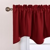 image:imageNICETOWN Blackout Kitchen Valances for Windows Black Floral Scalloped Decor for Living Room Bathroom Gold Foil Flower Shadow Printed Drapes 18 Inch Length with Rod Pocket W42L18 1 PanelBurgundy Red